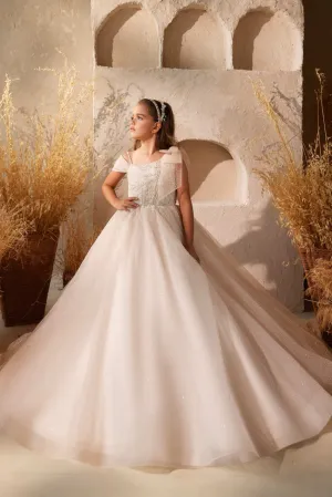 Charming Communion Dress with a Bow Detail
