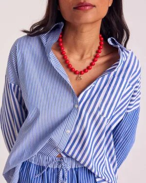 Chemise Hector rayures bleu patchwork