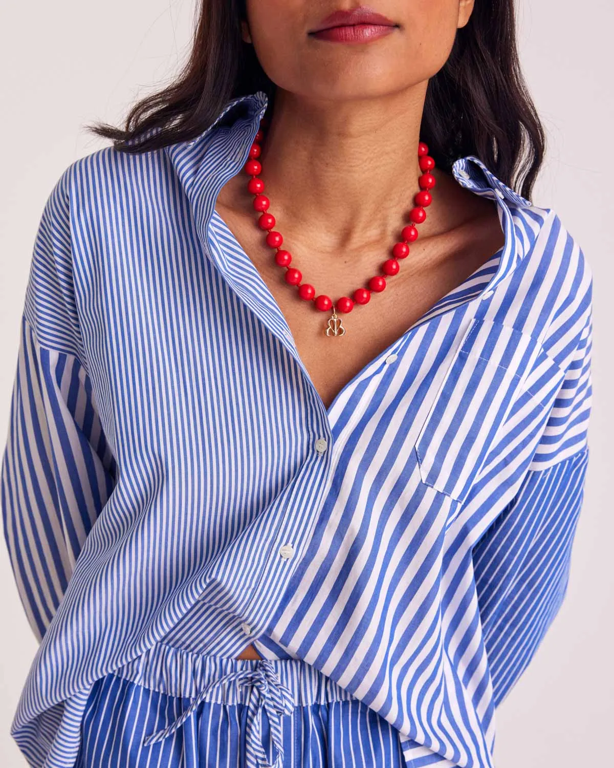Chemise Hector rayures bleu patchwork
