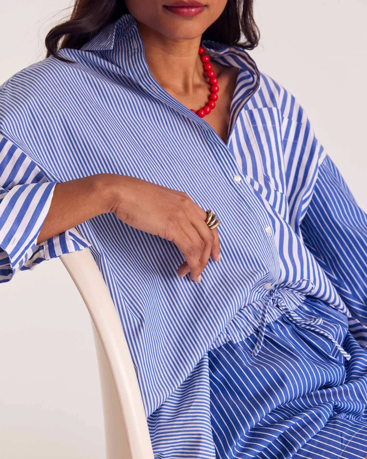 Chemise Hector rayures bleu patchwork