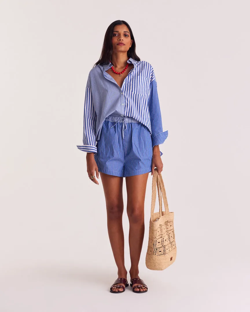 Chemise Hector rayures bleu patchwork