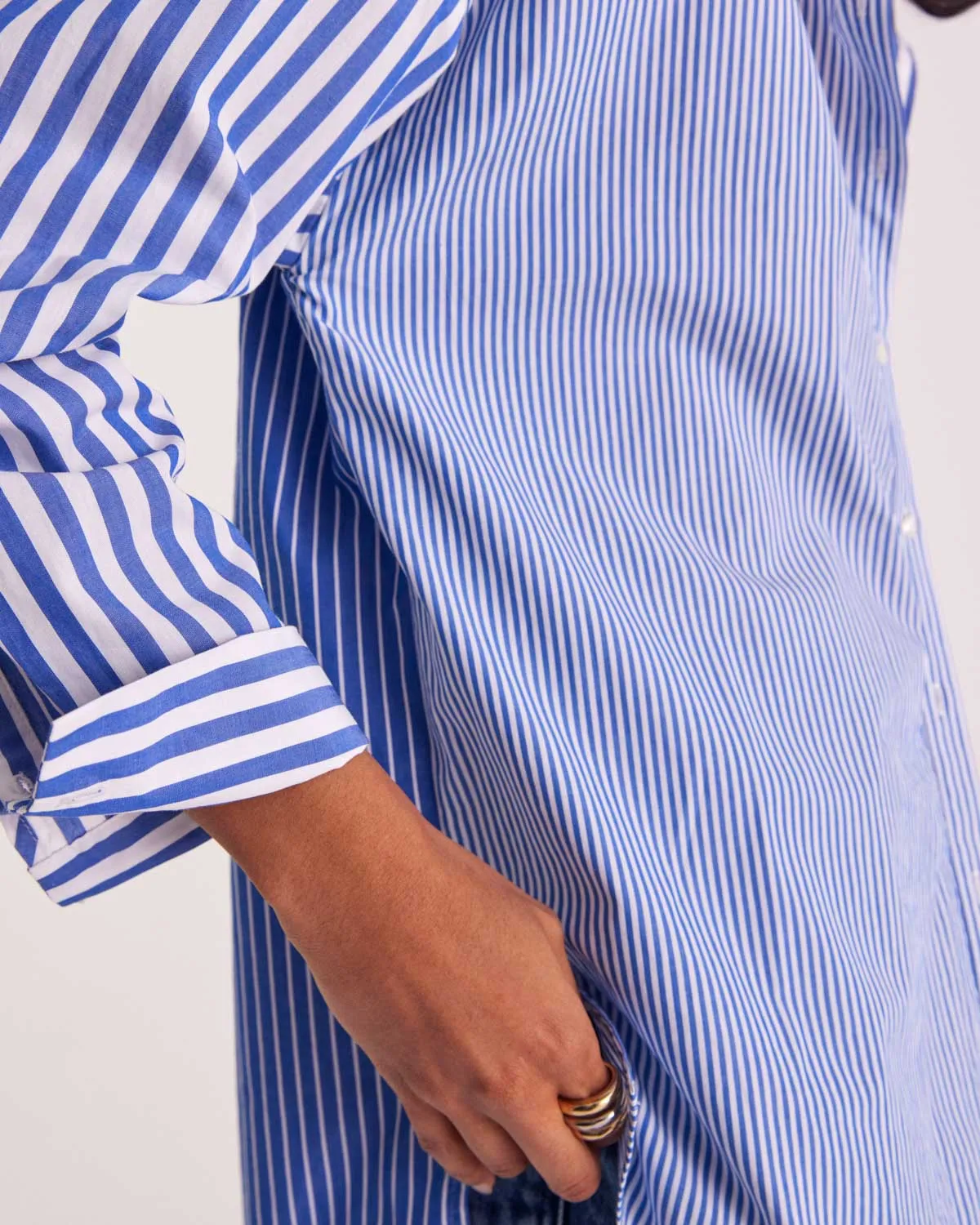 Chemise Hector rayures bleu patchwork