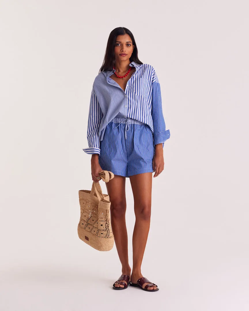 Chemise Hector rayures bleu patchwork