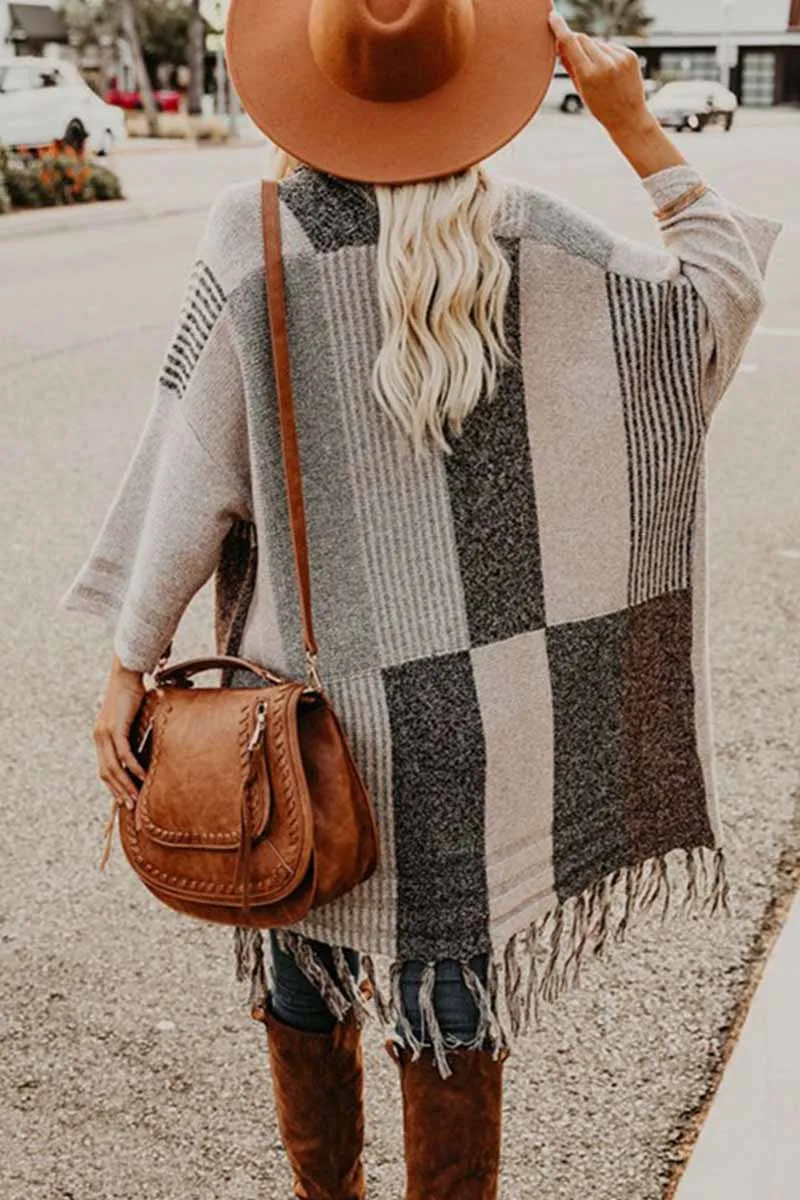 Chicindress Contrast Tassel Knit Coat