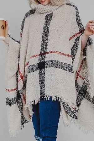 Chicindress Knitted Contrast Tassel Cloak(5 Colors)