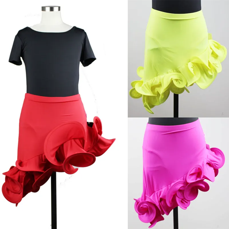 Children's Latin dance skirts, girls Latin dance exercises, lotus leaf half skirt, fishtail skirt, children's dance costumes.