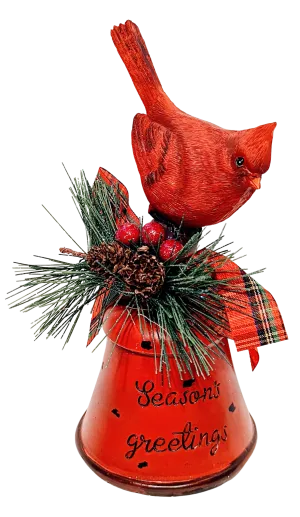 Christmas Bell with Red Cardinal - Red Bell, Green Bell or White Bell