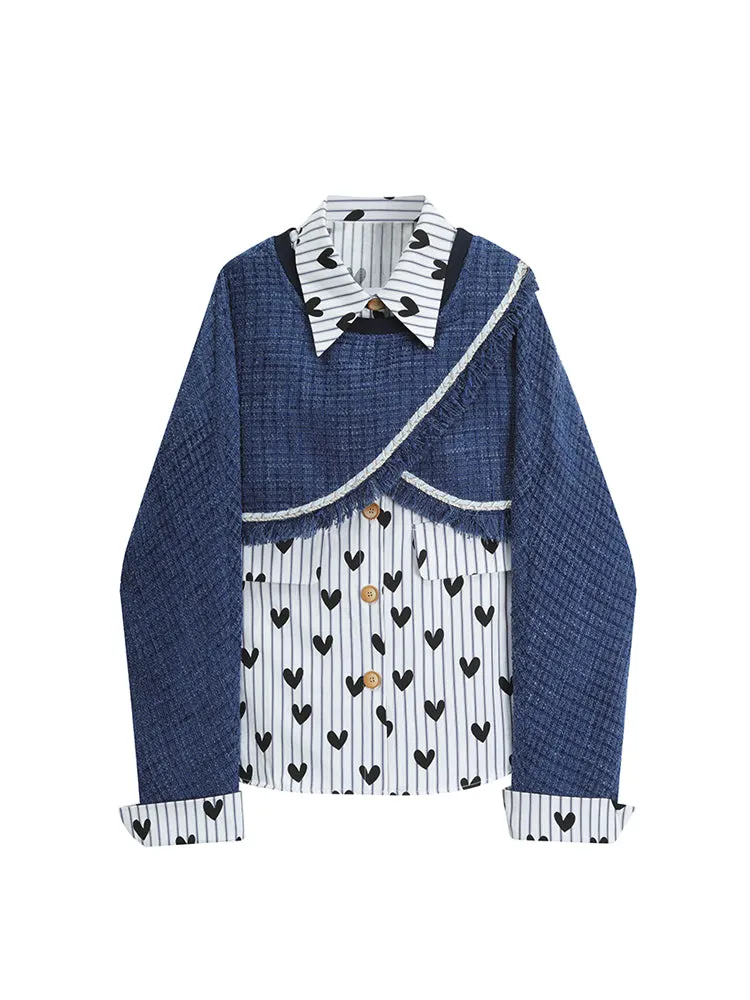 christmas outfit JazzHer Women's Patchwork Print Shirts Blouses 2000s Korean Harajuku Y2k Top Fashion Vintage Long Sleeve Shirt with Collar Clothes 2025