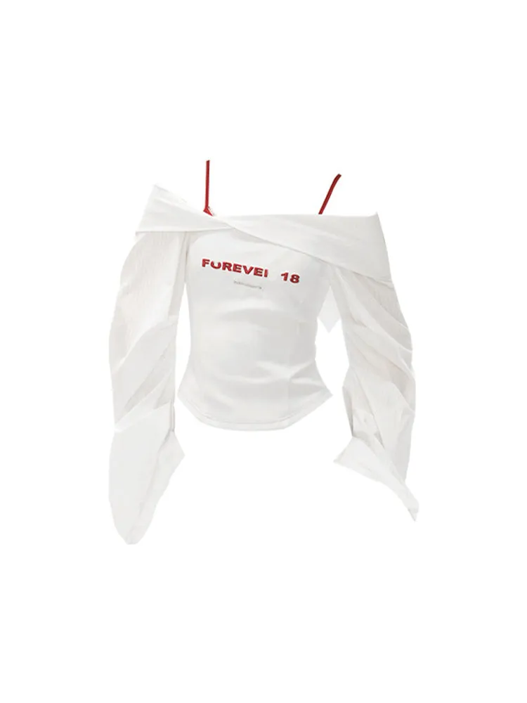 christmas outfit JazzHer Women's White Patchwork T-shirt Harajuku Korean Y2k Tee Top Vintage 90s Aesthetic Long Sleeve T-shirt 2000s Fashion Clothes 2025