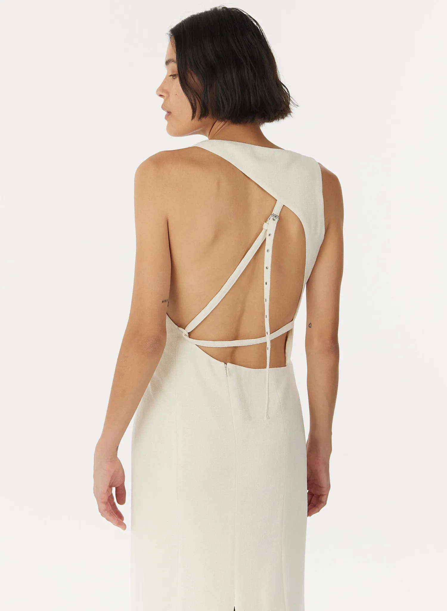 Chrome Vision Open Back Dress - Cream