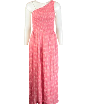 Cloe Cassandro Pink Printed Asymmetric Mesh Dress UK XS