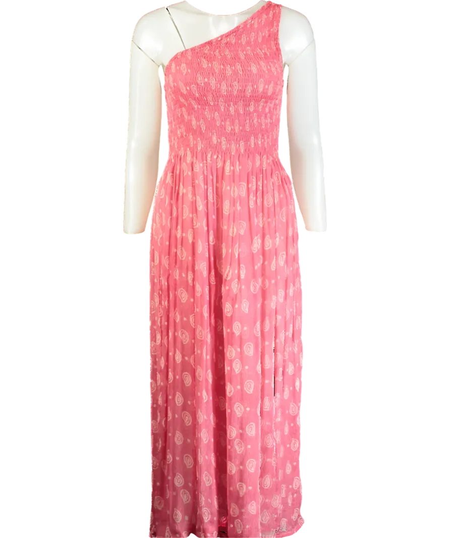 Cloe Cassandro Pink Printed Asymmetric Mesh Dress UK XS