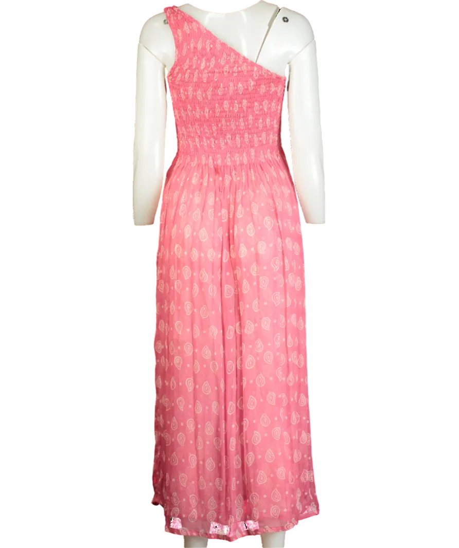 Cloe Cassandro Pink Printed Asymmetric Mesh Dress UK XS