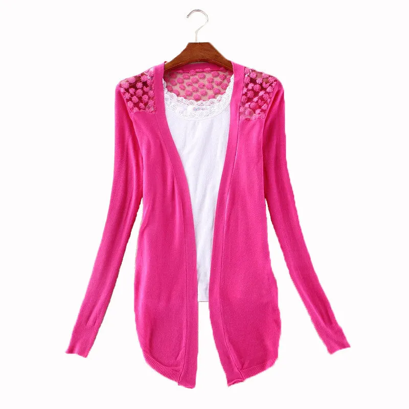 Clothes Women Clothing Lace Sweet Crochet Knit Blouses Sweater Cardigan Lace Blouse Jacket
