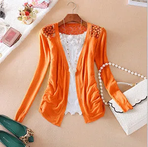 Clothes Women Clothing Lace Sweet Crochet Knit Blouses Sweater Cardigan Lace Blouse Jacket