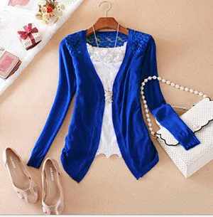 Clothes Women Clothing Lace Sweet Crochet Knit Blouses Sweater Cardigan Lace Blouse Jacket
