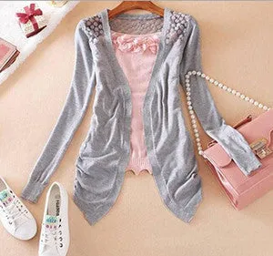 Clothes Women Clothing Lace Sweet Crochet Knit Blouses Sweater Cardigan Lace Blouse Jacket