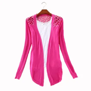 Clothes Women Clothing Lace Sweet Crochet Knit Blouses Sweater Cardigan Lace Blouse Jacket
