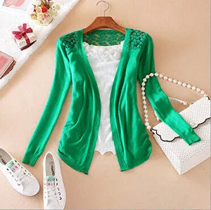 Clothes Women Clothing Lace Sweet Crochet Knit Blouses Sweater Cardigan Lace Blouse Jacket