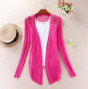 Clothes Women Clothing Lace Sweet Crochet Knit Blouses Sweater Cardigan Lace Blouse Jacket