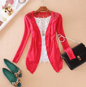 Clothes Women Clothing Lace Sweet Crochet Knit Blouses Sweater Cardigan Lace Blouse Jacket