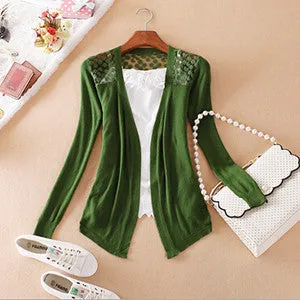 Clothes Women Clothing Lace Sweet Crochet Knit Blouses Sweater Cardigan Lace Blouse Jacket