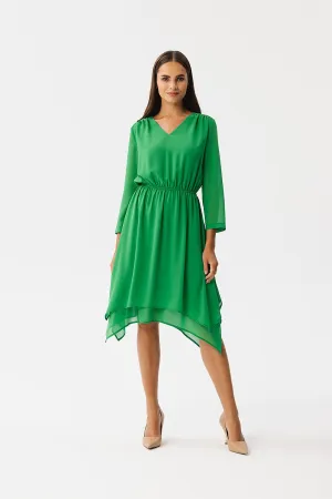 Cocktail Dress Polyester Asymmetric V-Neck Long Sleeve Dress