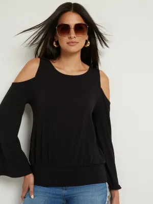 Cold-Shoulder Bell-Sleeve Top