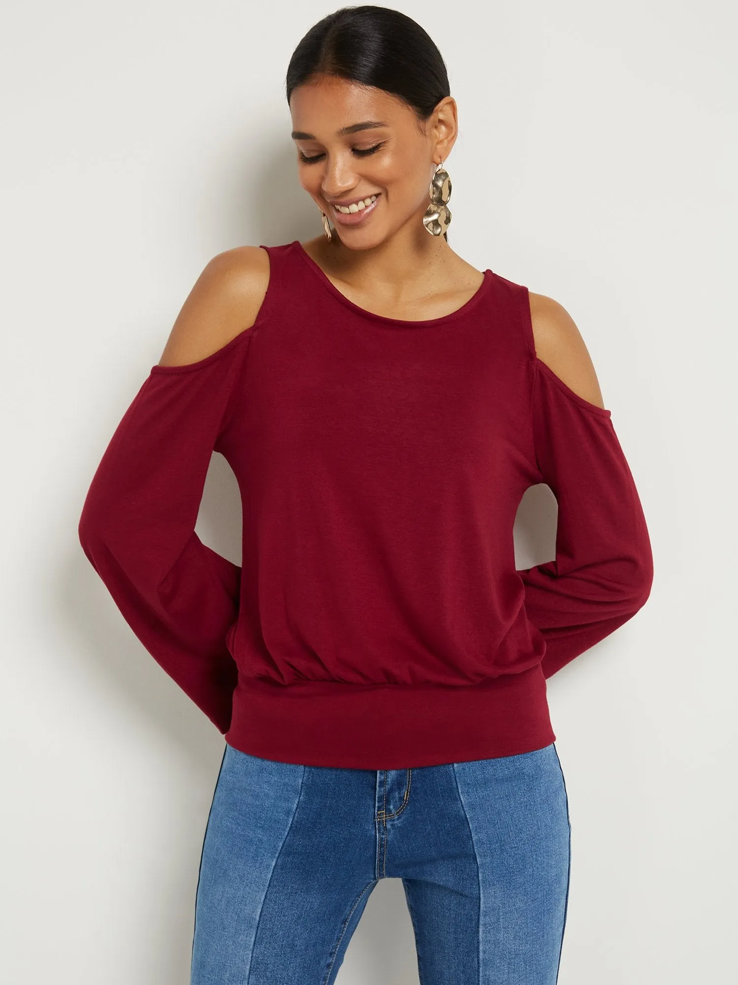 Cold-Shoulder Bell-Sleeve Top