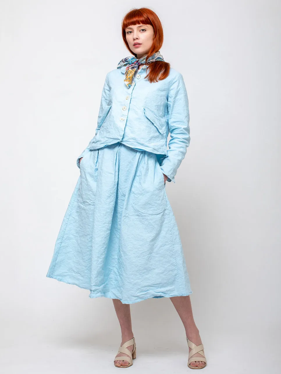 Cotton Wrinkled Jacket - Cielo