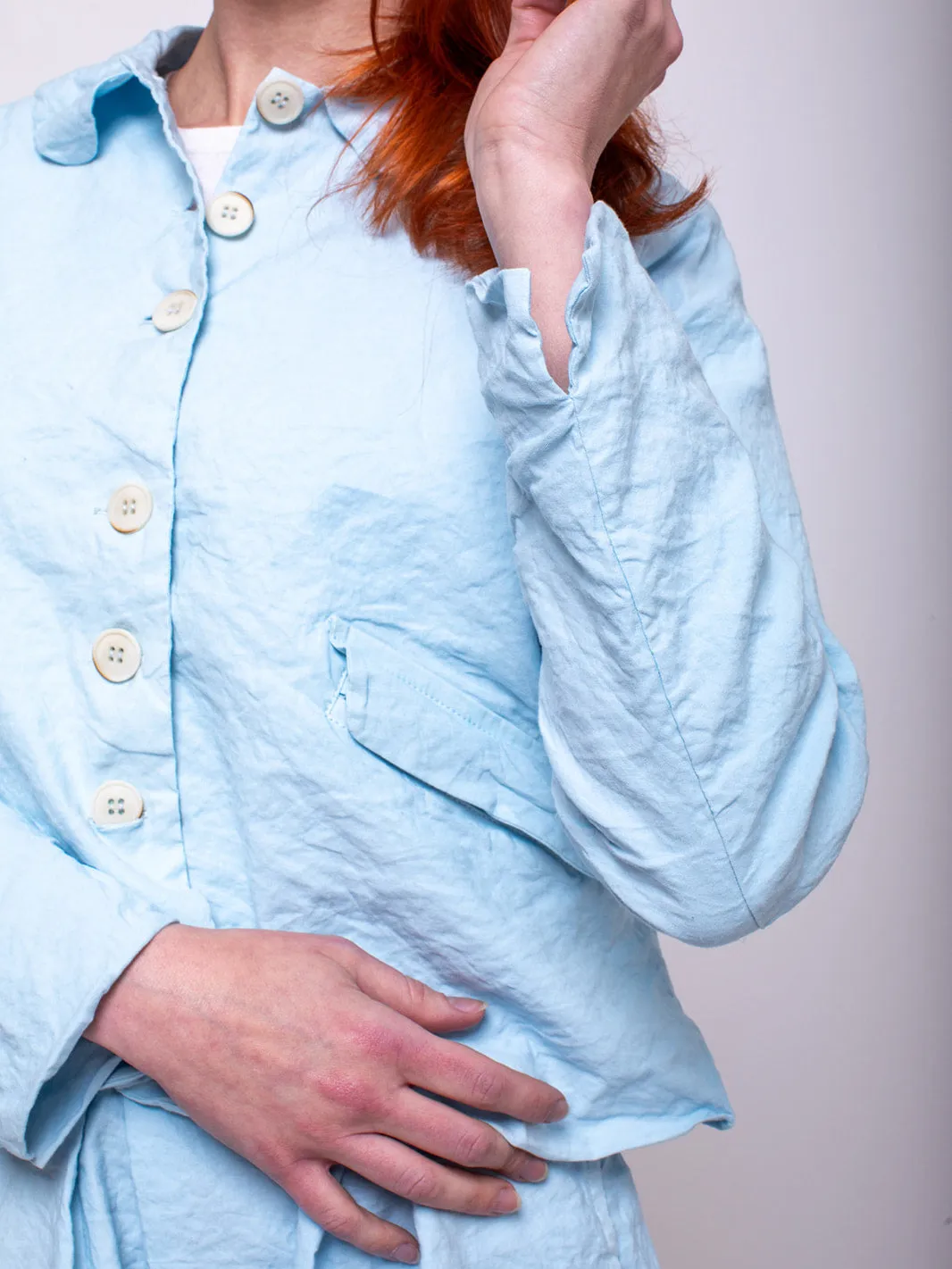 Cotton Wrinkled Jacket - Cielo