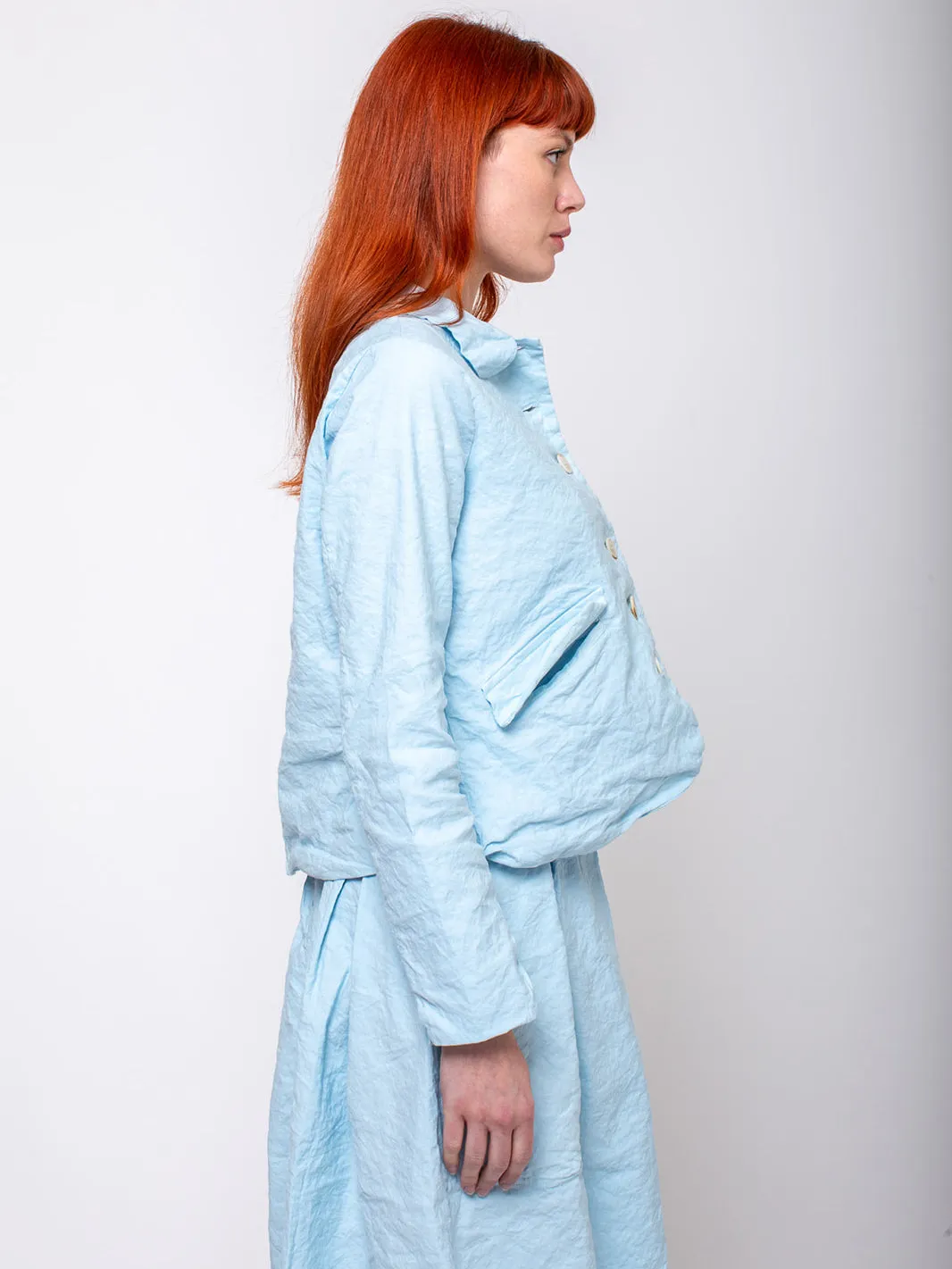 Cotton Wrinkled Jacket - Cielo