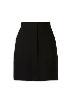CREPE KNIT POCKET MINI SKIRT - BLACK