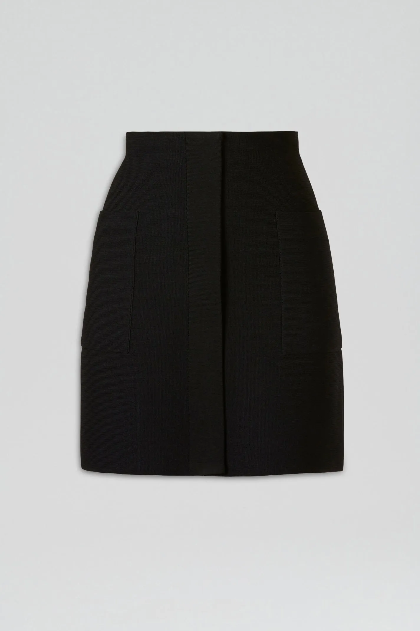 CREPE KNIT POCKET MINI SKIRT - BLACK