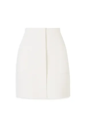CREPE KNIT POCKET MINI SKIRT - CREAM