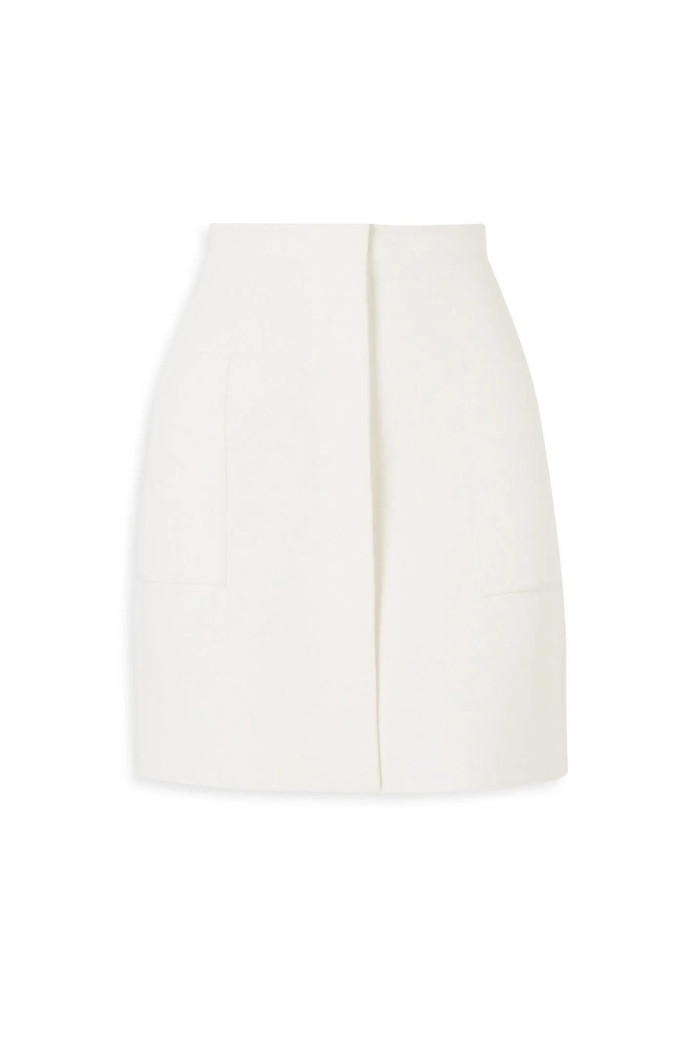 CREPE KNIT POCKET MINI SKIRT - CREAM