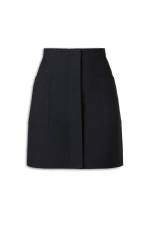 CREPE KNIT POCKET MINI SKIRT - NAVY