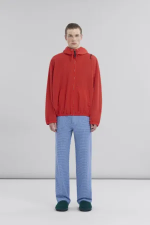 Crinkled nylon hooded jacket