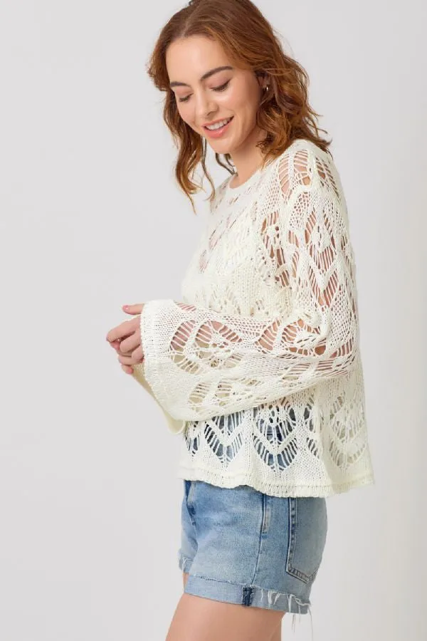 CROCHET KNIT SWEATER TOP