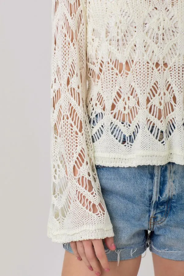 CROCHET KNIT SWEATER TOP