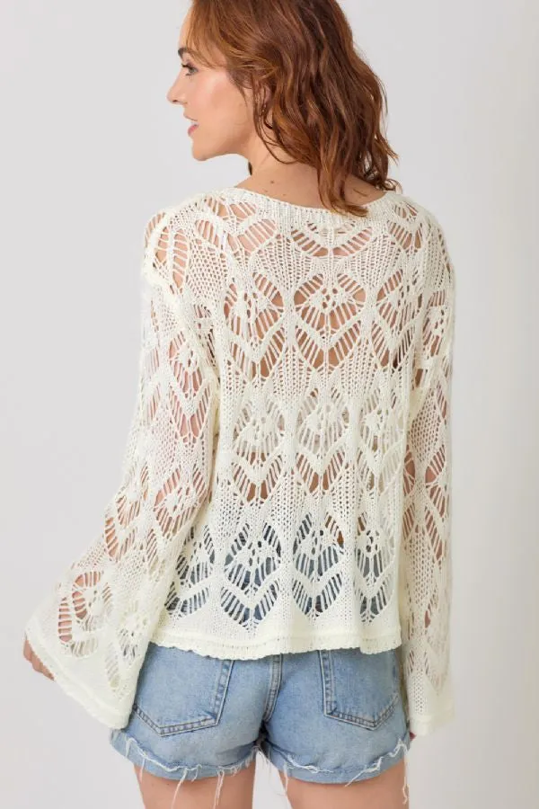CROCHET KNIT SWEATER TOP
