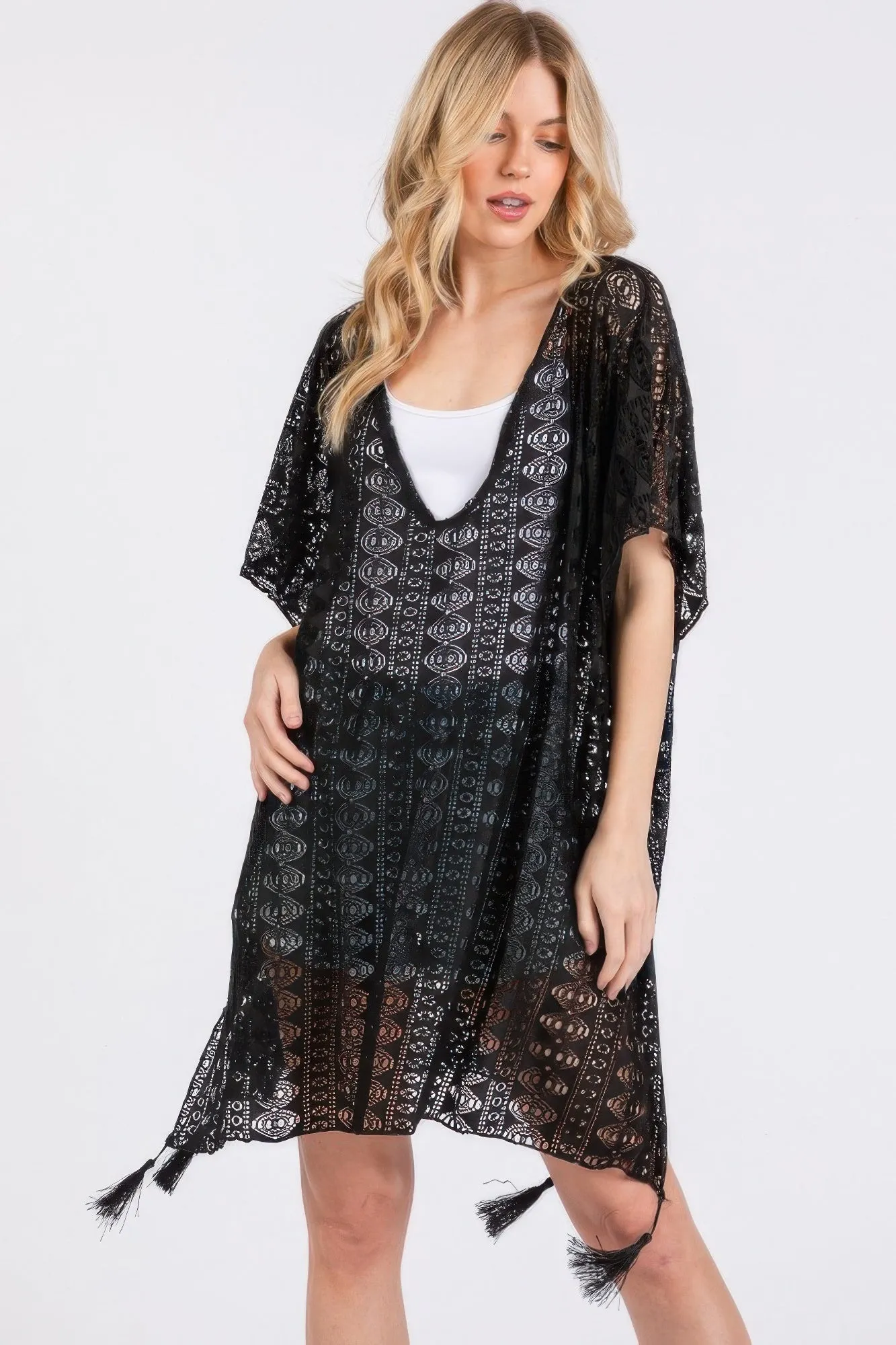 Crochet Lace Tassel Cover Up