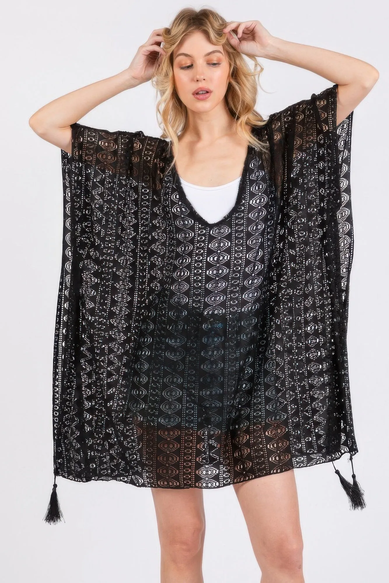 Crochet Lace Tassel Cover Up