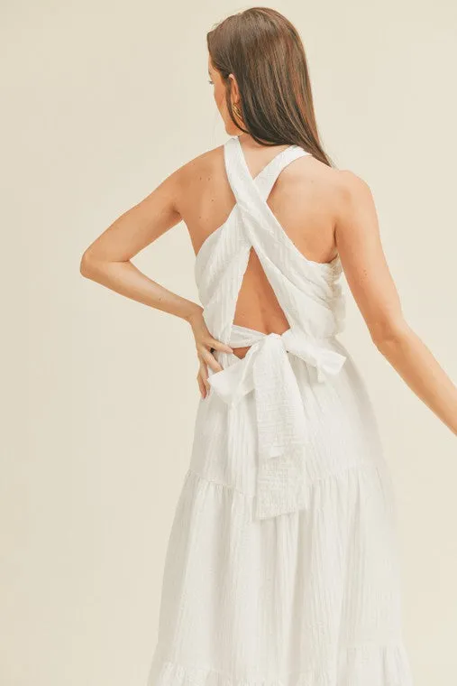 Cross Front Halter Maxi Dress