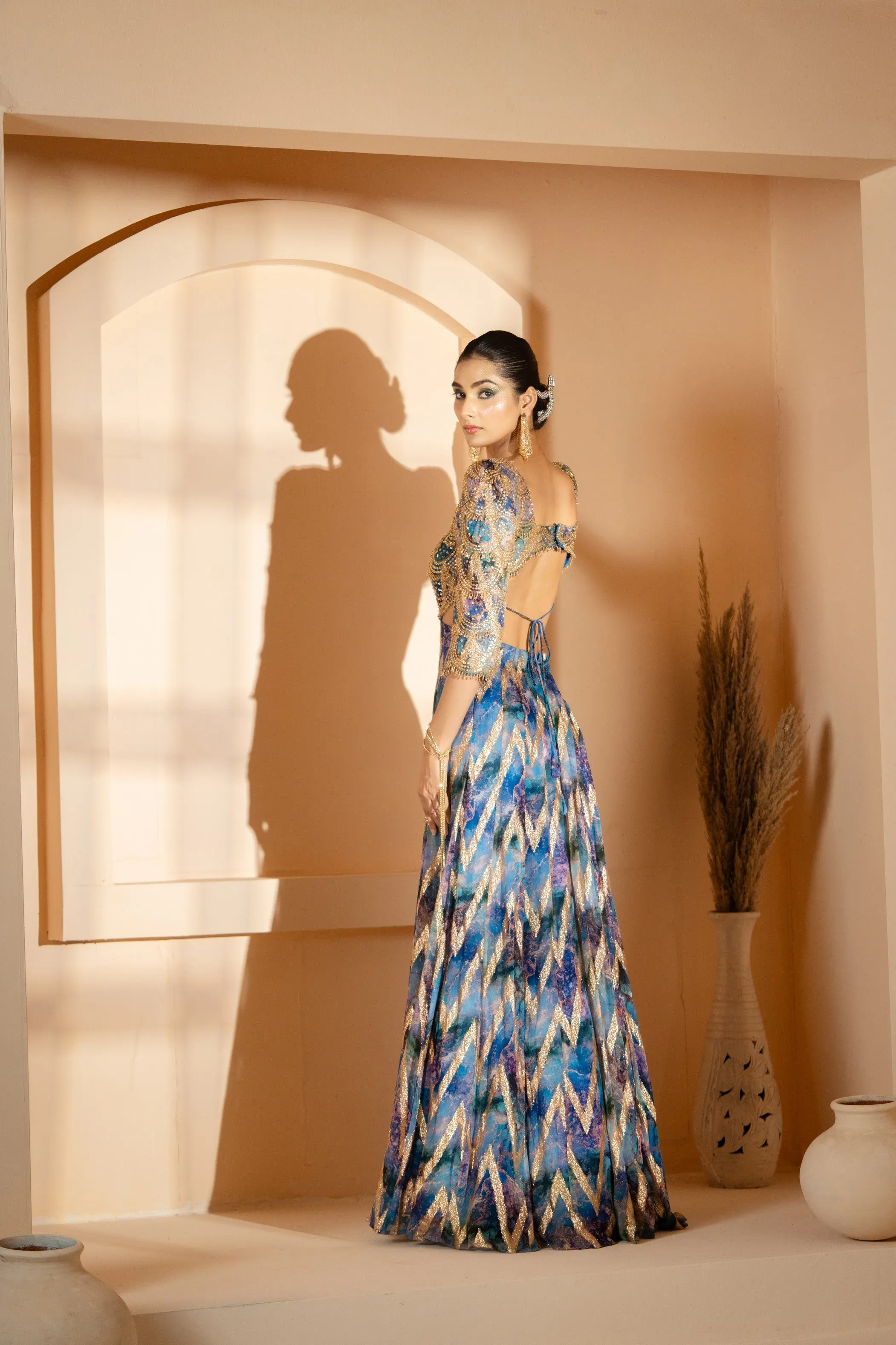Cutout Back Style Anarkali Gown