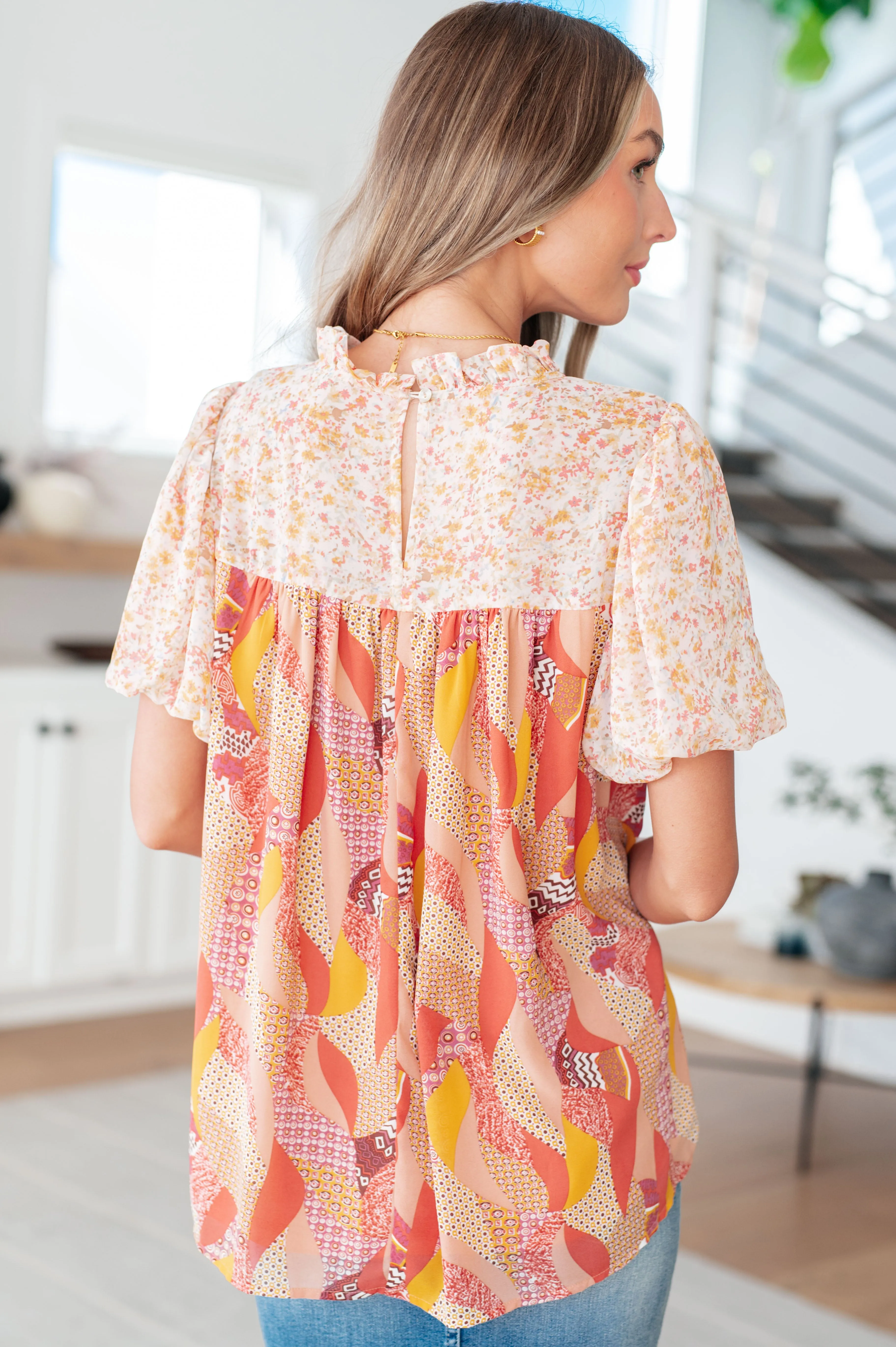 Day Dreamer Mixed Orange Floral Blouse