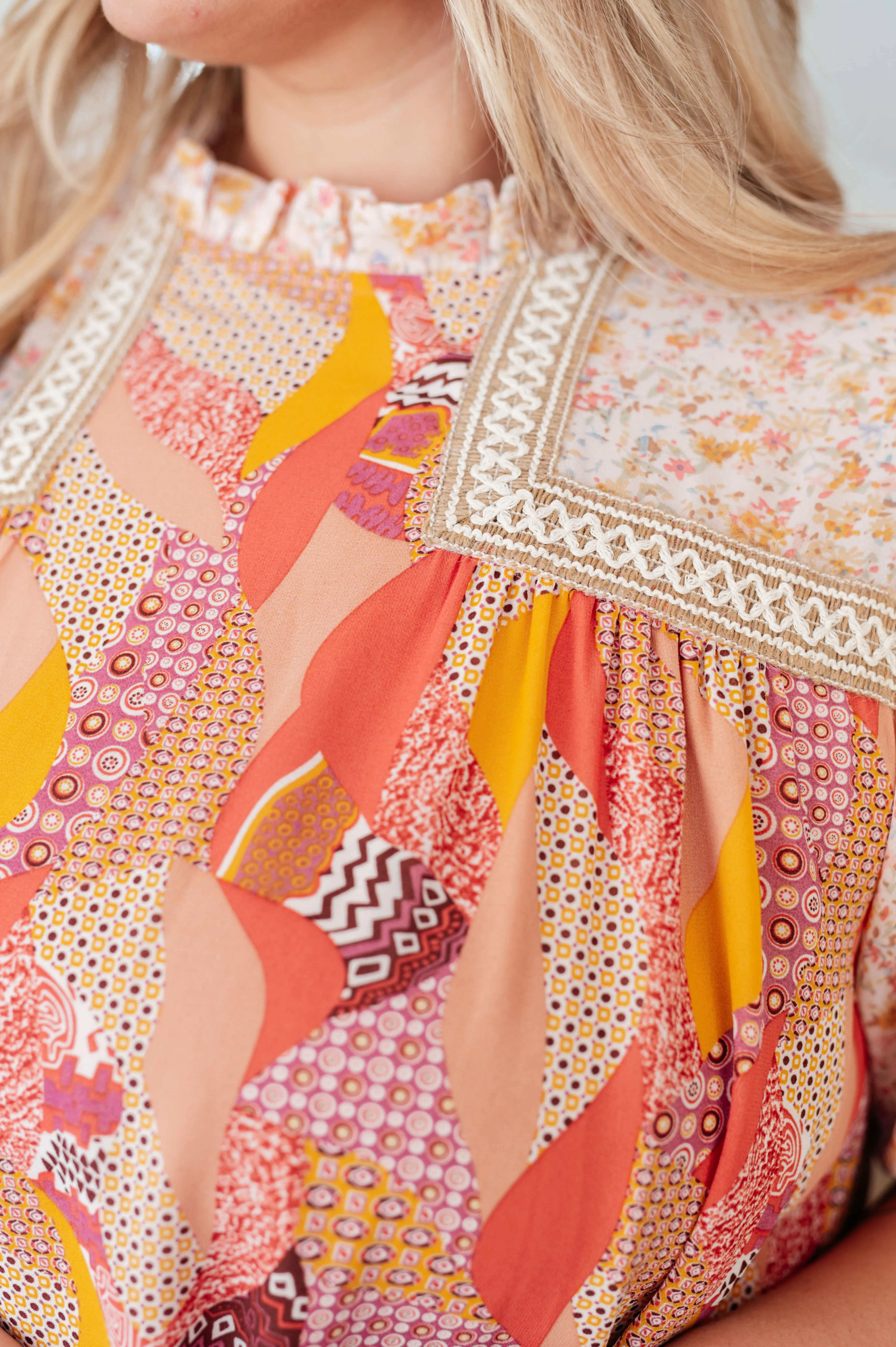 Day Dreamer Mixed Orange Floral Blouse