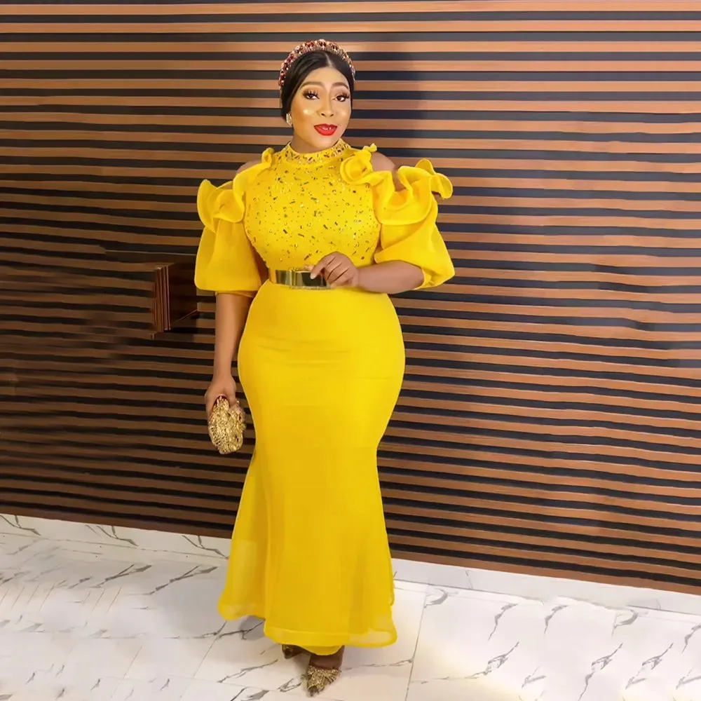 Dazzle Queen Diamondique: African Nights Off-Shoulder Gala Gown