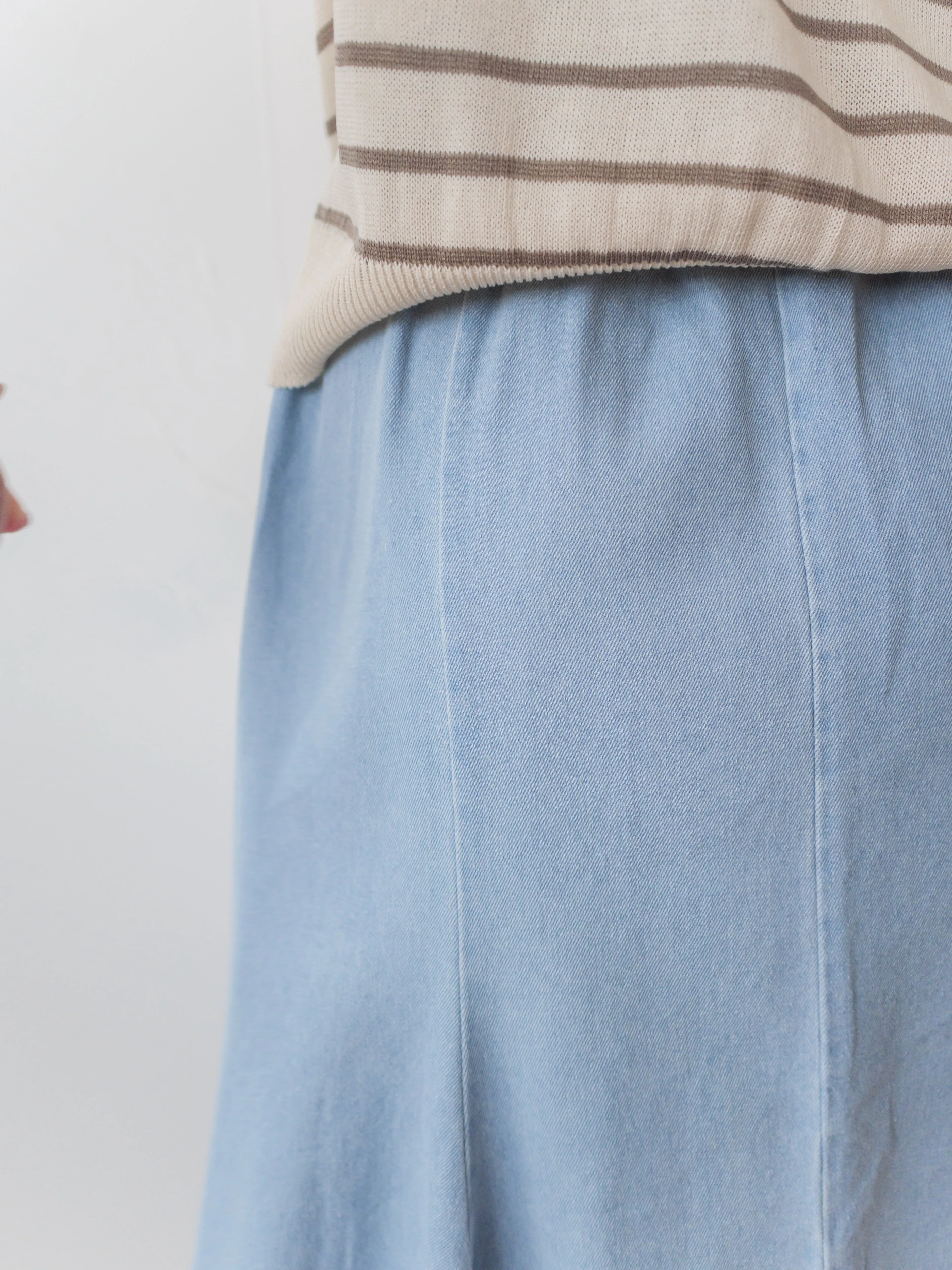 Denim Fishtail 全橡筋腰牛仔色棉質微傘魚尾裙, Skirt/ SK8833