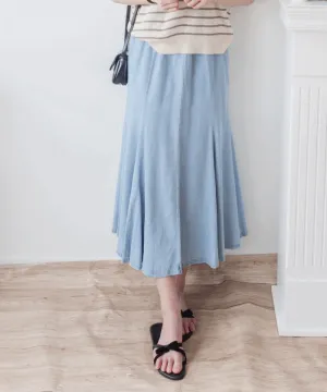 Denim Fishtail 全橡筋腰牛仔色棉質微傘魚尾裙, Skirt/ SK8833
